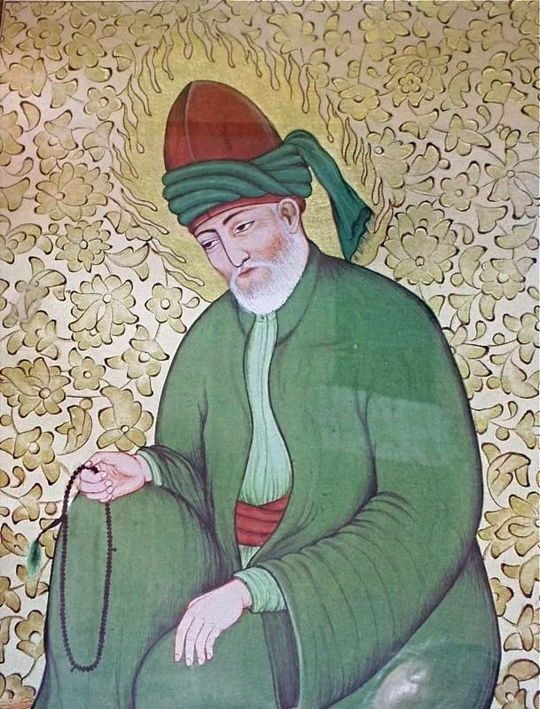 Portrait of Jalal ad-Din Muhammad Rumi — 13th-century Sufi mystic and poet, inspiration for moral injury and recovery